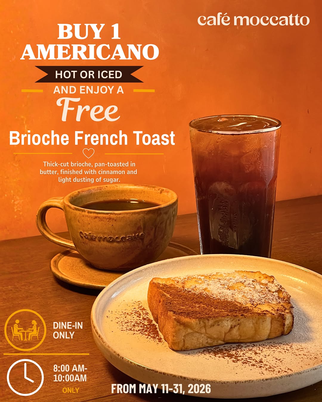 Café Americano and Brioche French Toast morning special